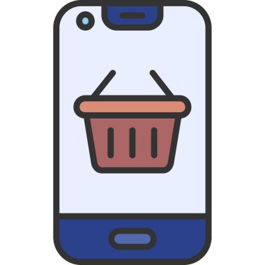 Sepet alışveriş simgesi vektör illüstrasyonu