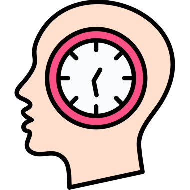 Zaman yönetimi simgesi renk ana hatları vektörü