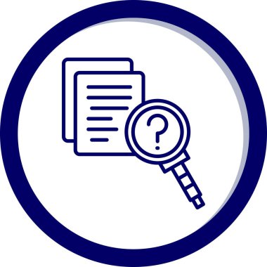 Büyüteç ve soru simgesi, çizgi vektörü