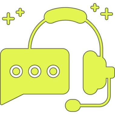 Beyaz arkaplan ve beyaz mikrofonlu sarı ve siyah kulaklıkların vektör çizimi