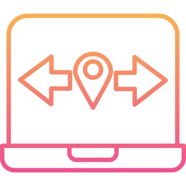 Harita göstergesi ile dizüstü bilgisayar simgesi