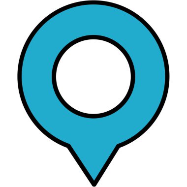 Harita işaretleyici konumu simgesi. Çizgi haritası işaretleyici konum vektör renk düz izole