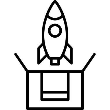 Roket. Web simgesi basit illüstrasyon