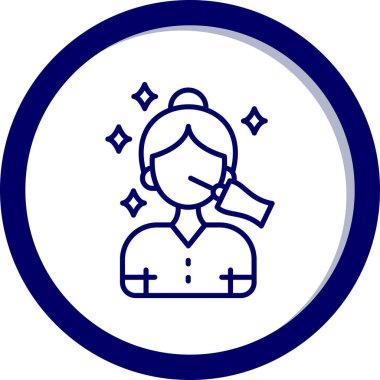 Tıbbi maske ikonu olan kadın, vektör çizimi