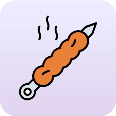 Çizgi filmdeki çatallı sosisin vektör çizimi