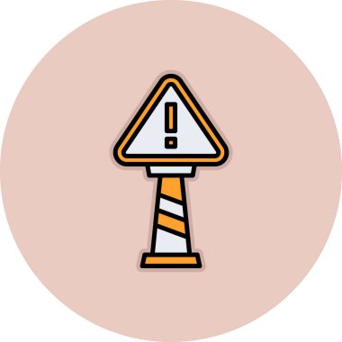 Trafik konisi simgesi. Düz renk. vektör illüstrasyonu.