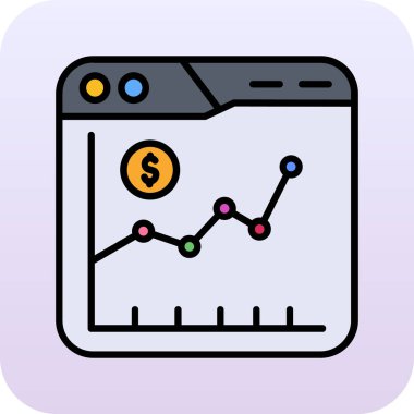 Dolar işareti ve grafik simgesi olan grafik, vektör illüstrasyonu