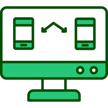 Bilgisayar simgesi. Web için bilgisayar vektör simgelerinin özet çizimi