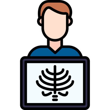 Bilgisayar simgesi olan bir adamın vektör çizimi