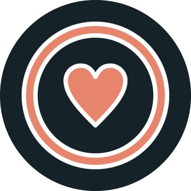 Kalp yuvarlak simge. vektör illüstrasyonu