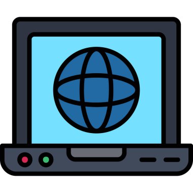 dizüstü bilgisayar simgesi. Web renk tasarımı. Vektör çizimi. düz dizayn