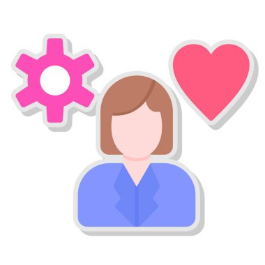 Kalp vektör ikonu olan kadın. Web tasarımı için düz vektör simgesi.