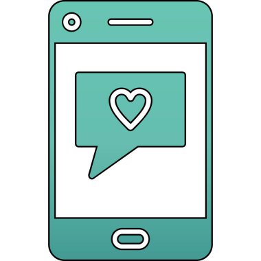 Aşk İleti simgesi, vektör illüstrasyonu