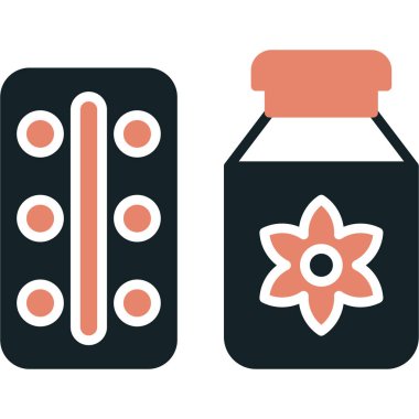 Haplar ve hap ikonu. vektör illüstrasyonu