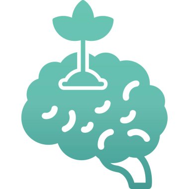 Beyaz arka planda izole edilmiş düz bir beyin ağacı simgesi. Bitkinin çizimi