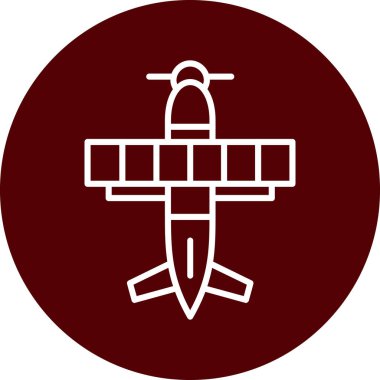 Uçak ikonu. Vektör biçimi daire içine alınmış sembol, yuvarlak açılar, kahverengi renk, beyaz arkaplan.