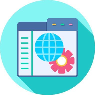 küresel bilgisayar. Web simgesi basit illüstrasyon