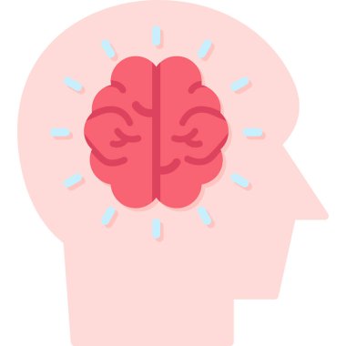 Beyin ikonu. Web için beyin vektör simgelerinin düz çizimi