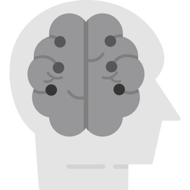 İnsan kafalı beyin, düz tasarım, vektör çizimi.