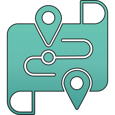 Harita konum belirleyici simgesi. Çizgi haritası işaretleyici konum vektör rengi düz izole