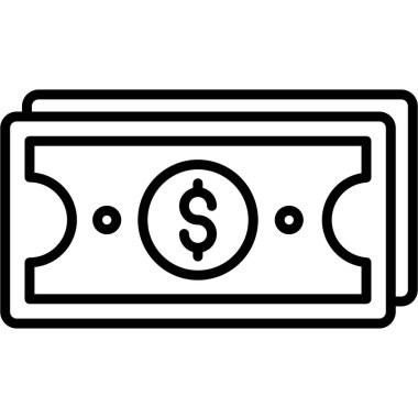 Para fatura ikonu ana hatları vektörü. Nakit para. Dolar faturası