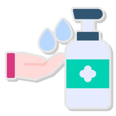 El dezenfektanı şişesi ikonu. Web tasarımı için dezenfektan jel şişe vektör simgelerinin düz çizimi