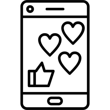 cep telefonlu kalp, vektör illüstrasyonu