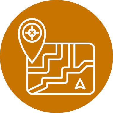 Harita işaretleyici vektör simgesi. biçim düz yuvarlak sembol, turuncu renk, yuvarlak açılar, beyaz arkaplan.