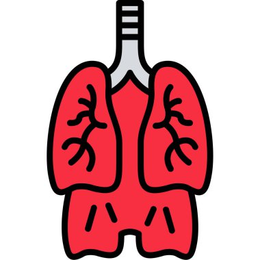 Akciğerler simge renk dış hat vektörü