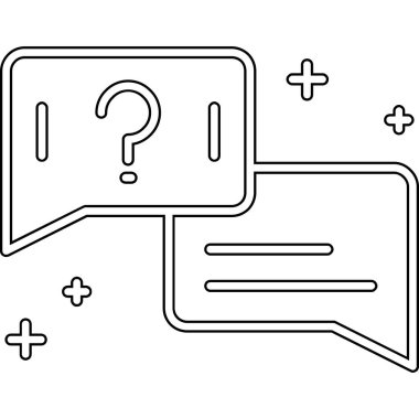 Soru ve cevap satırı simgesi. konuşma kabarcığı vektör işareti.