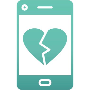 Akıllı telefon kırık kalp ve kırık telefon vektör çizimi