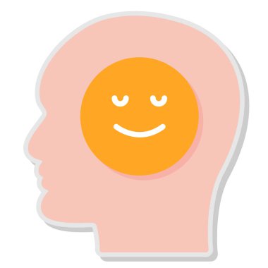 Bir beyin sembolünün düz renkli karikatürü