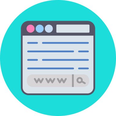 Web tarayıcı düz simgesi, vektör illüstrasyonu