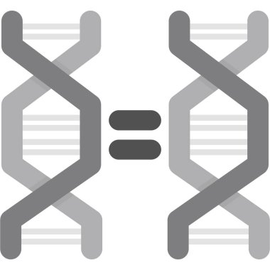 DNA vektör simgesi. biçim düz sembol, gri renk, yuvarlak açılar, beyaz arkaplan
