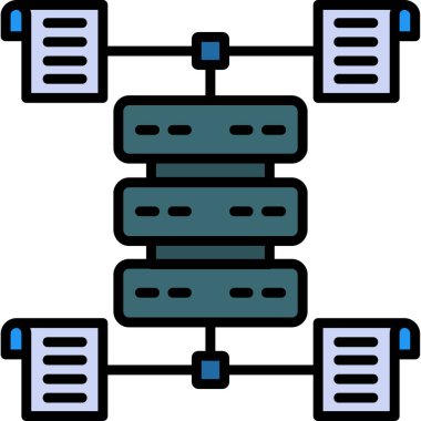Sunucu ağ simgesi renk ana hatları vektörü