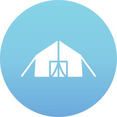 Beyaz arkaplanda çadır ikonu mavisi. vektör illüstrasyonu.