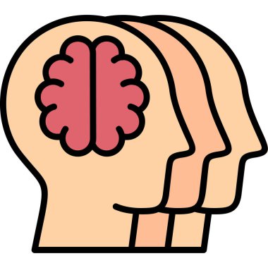 İnsan beyni simgesi renk ana hatları vektörü