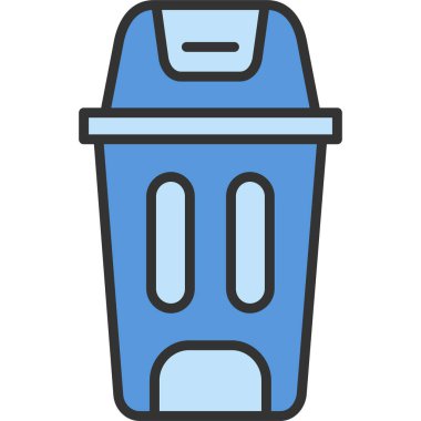 Çöp kutusu simgesi renk ana hatları vektörü. Çöp kutusu. düz çizgi