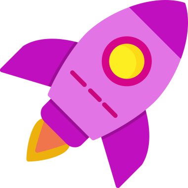 Roket. Web simgesi basit illüstrasyon