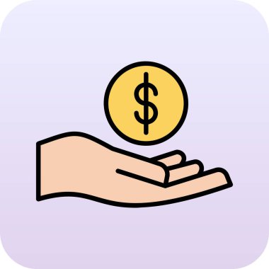 Bozuk para simgesini tutan el