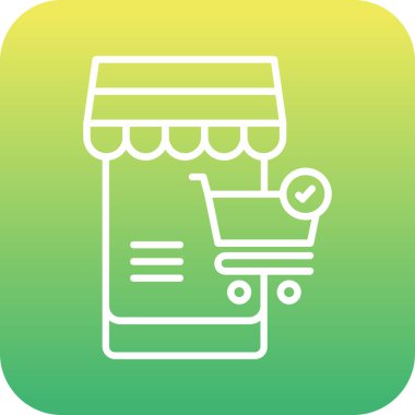 Benzersiz alışveriş arabası vektör çizgisi simgesi