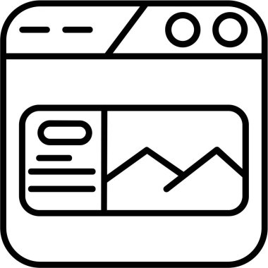 Tarayıcı pencere simgesi. Beyaz arkaplanda izole edilmiş web tasarımı için taslak tarayıcı pencere vektörü simgesi