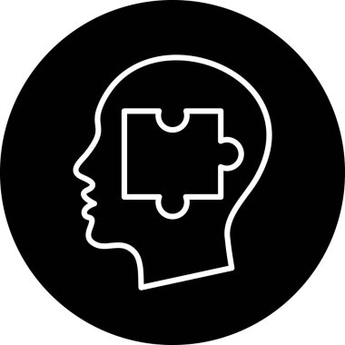 Bulmaca vektör simgesi. bu yuvarlak düz sembol gri arkaplan üzerinde siyah ve beyaz renklerle çizilir.