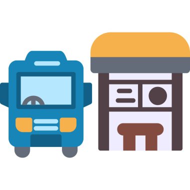 Otobüs Durağı web simgesi, vektör illüstrasyonu