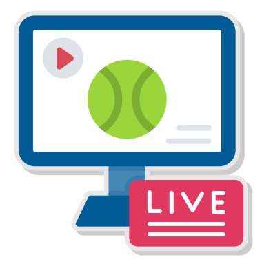 canlı yayın yassı simgesi, vektör illüstrasyonu