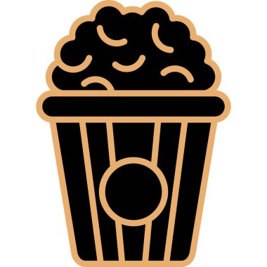 Patlamış mısır ikonlu kova. vektör illüstrasyonu