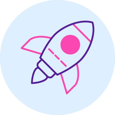 Roket. Web simgesi basit illüstrasyon