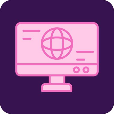 Bilgisayar monitörü. Web simgesi basit illüstrasyon