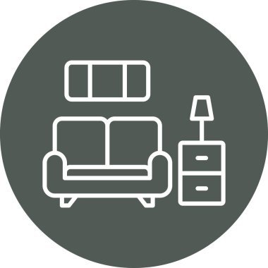 Kanepe. Web simgesi basit illüstrasyon