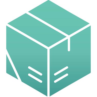 Katı biçimdeki kutu küp simgesi